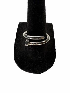Silver Tone Nail Ring